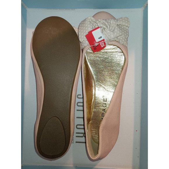 Rampage Blush Pink & Polka dot white bow BRAND NEW Ballet Flats - Size 6 Medium - Picture 1 of 1